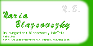 maria blazsovszky business card
